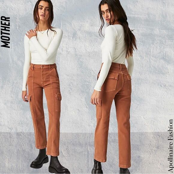 MOTHER DENIM RAMBLER CARGO JEANS IN GLAZED GINGER NWT SIZE 33 - Picture 1 of 8